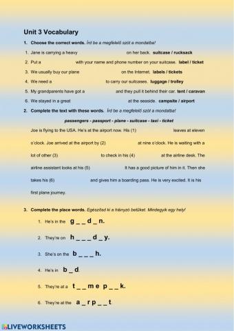 Project 2 - Unit 3 Vocabulary practice
