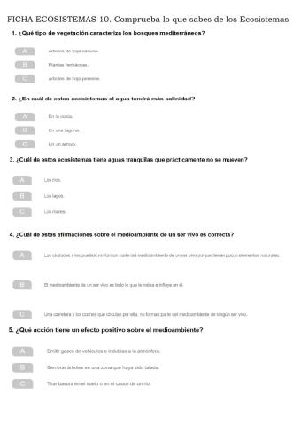 Comprueba lo que sabes de los ecosistemas