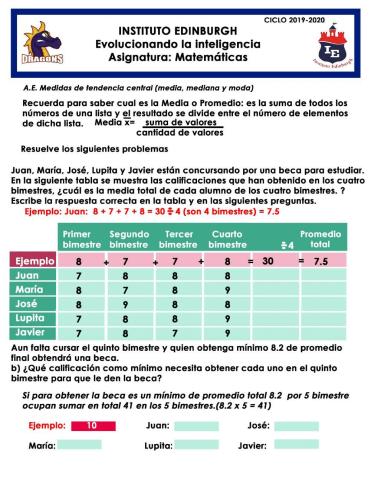 Media, mediana y moda