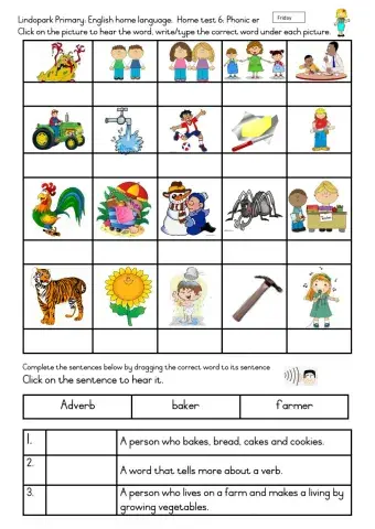 Grade 3 Term 2 Week 7 English Home-test: Friday