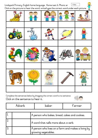 Grade 3 Term 2 Week 7 English Home-test: Friday