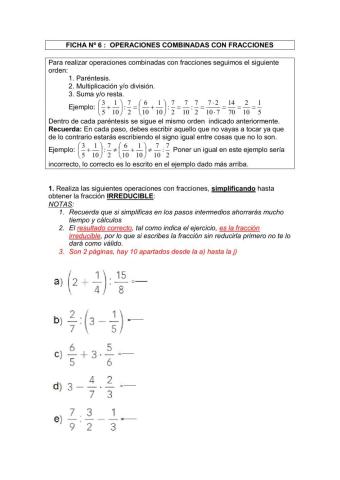 Operaciones combinadas con fracciones