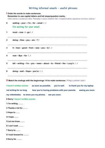 Informal email - useful phrases