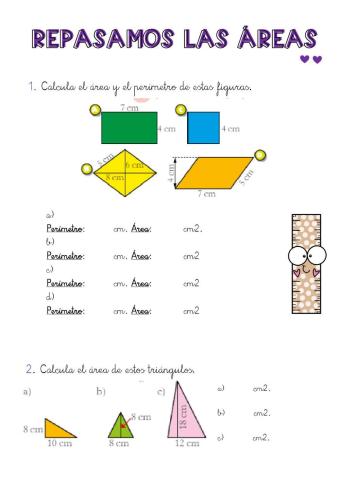 Repaso de las áreas de figuras planas.