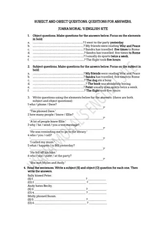 Subject and object questions