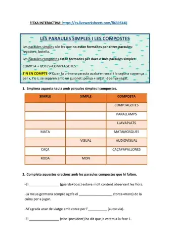 Fitxa 1 - l'accent diacrític i paraules simples i compostes