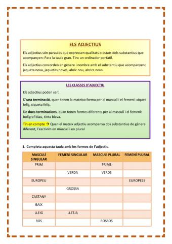 Les classes d’adjectiu