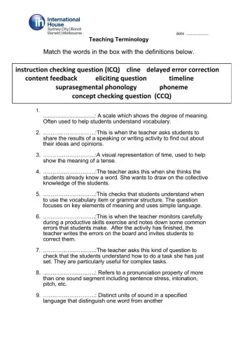 Teaching terminology