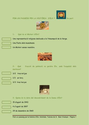 Fem un passeig per la història d'Elx . 2ª part