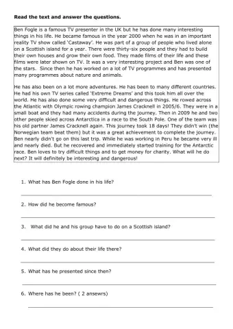 Ben Fogle - reading B