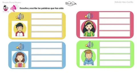 Memoria auditiva de 4 palabras y reproducción escrita