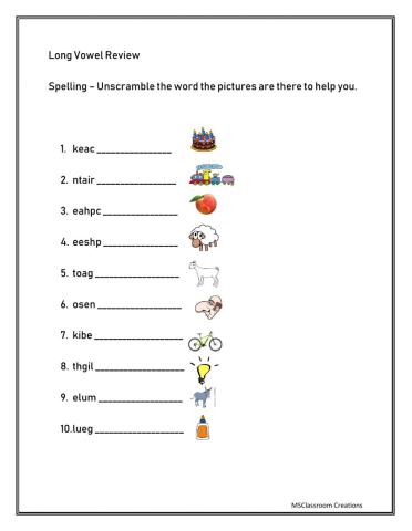 Spelling - Long Vowel Review