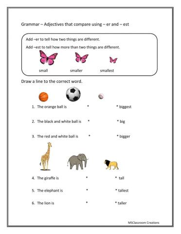Comparing using -er and -est