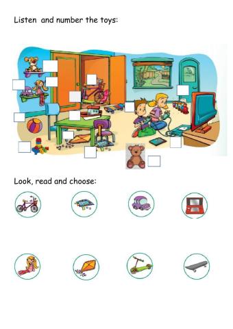 Toys: Listen,number and choose.
