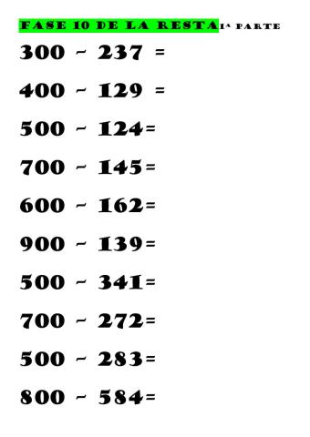 Fase 10 de la resta 1ª parte