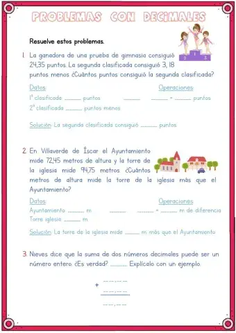 Problemas de números decimales