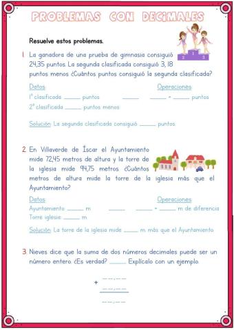 Problemas de números decimales