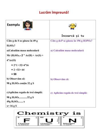Calcule pe baza formulei chimice