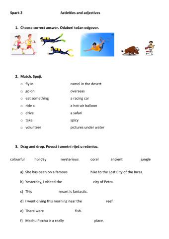 Activities and adjectives