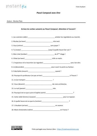 Passe composé (être)