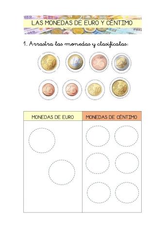 Las monedas de euro y de céntimo