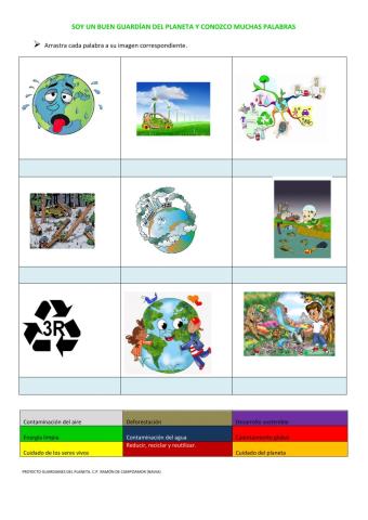 Palabras que conozco para ser un buen guardian del planeta