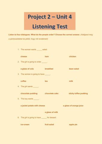 Project 2 - Unit 4 Listening Test