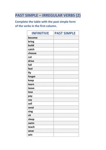 Past simple - Irregular verbs (2)