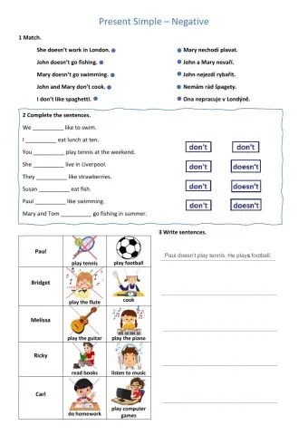 Present simple - negative