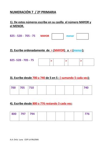 Numeración 7 2º primaria