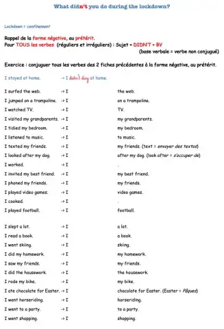 Past simple, negative sentences