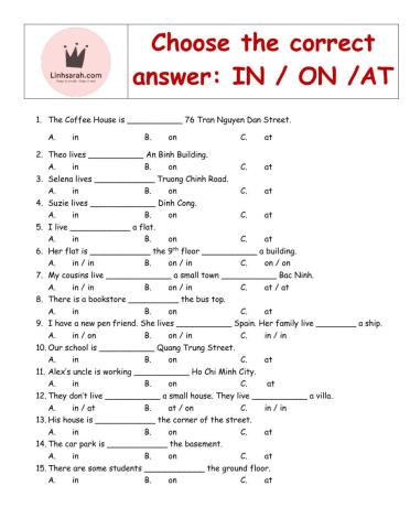 Prepositions of Locations
