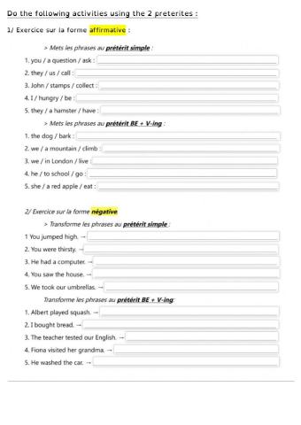 Simple past or past be+V-ing