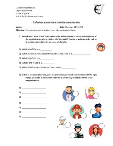 Professions Listening task