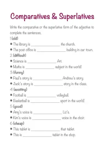 Comparative and superlative adjectives