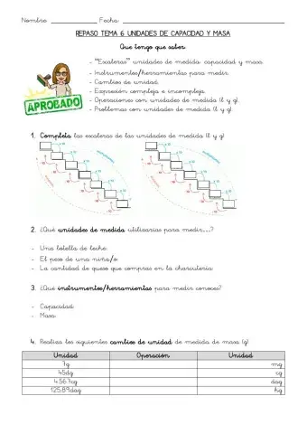 Repaso Tema 6: capacidad (l) y masa (g)