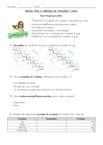 Repaso Tema 6: capacidad (l) y masa (g)