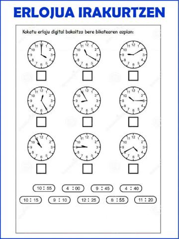 Erlojua irakurtzen