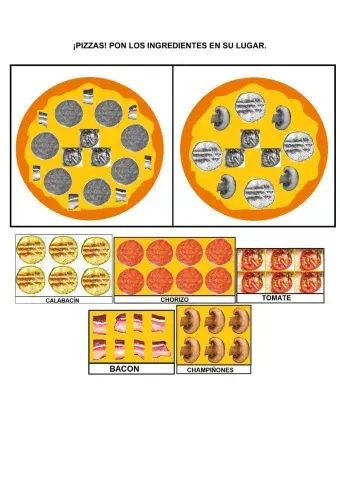 Atención con ingredientes de pizza