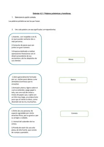 Palabras polisémicas y homófonas