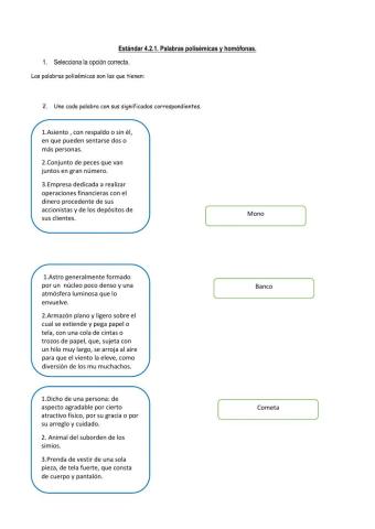 Palabras polisémicas y homófonas