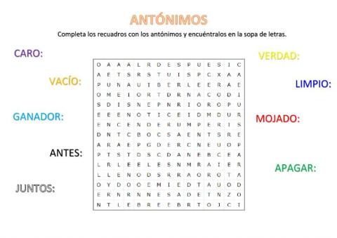 SOPA DE LETRAS ANTÓNIMOS