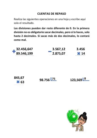 Cuentas de repaso unidad 12 4º