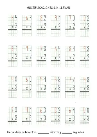 Multiplicaciones sin llevar tablas del 2 y del 3
