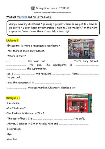Oral comprehension giving directions