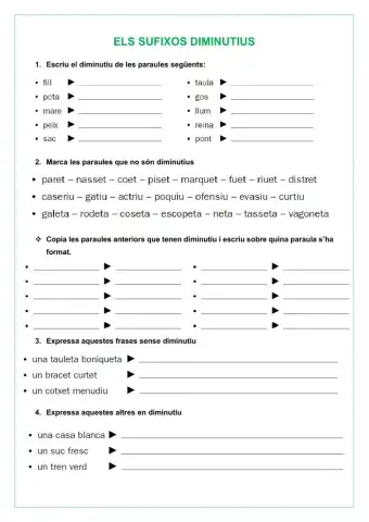 Els sufixos diminutius