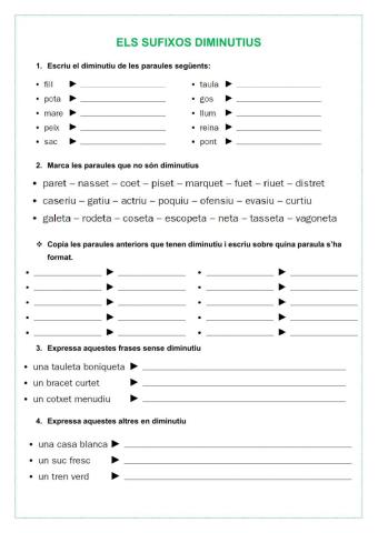 Els sufixos diminutius