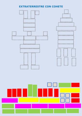 Puzzle extraterrestre con cohete - regletas