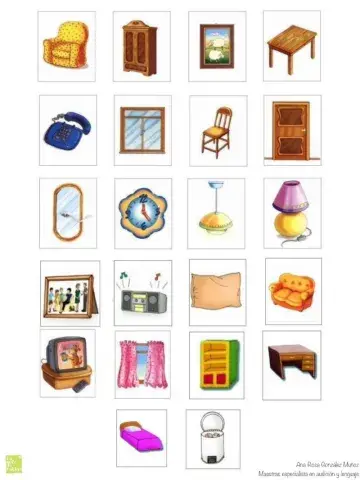 Escribe el nombre de cada uno de los objetos de la casa
