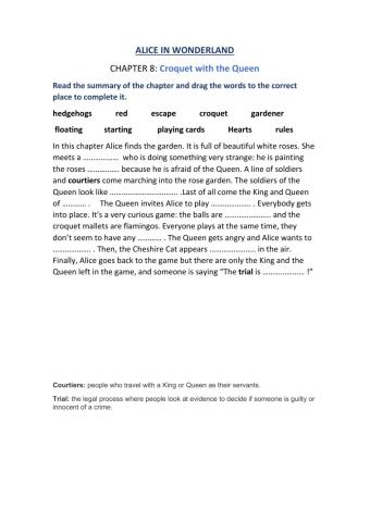 Alice in Wonderland. Chapter 8: Croquet with the Queen